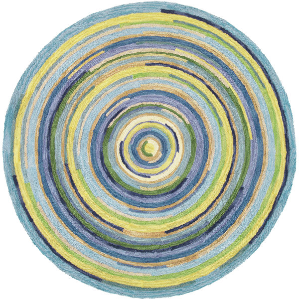 CompanyC Concentric Geometric Handmade Tufted Wool Blue/Green/Yellow